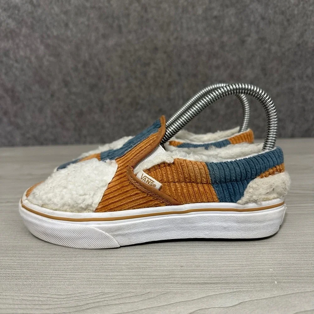 Kids Vans Classic‎ Slip On Sherpa Corduroy Patchwork Shoes Size 3 US